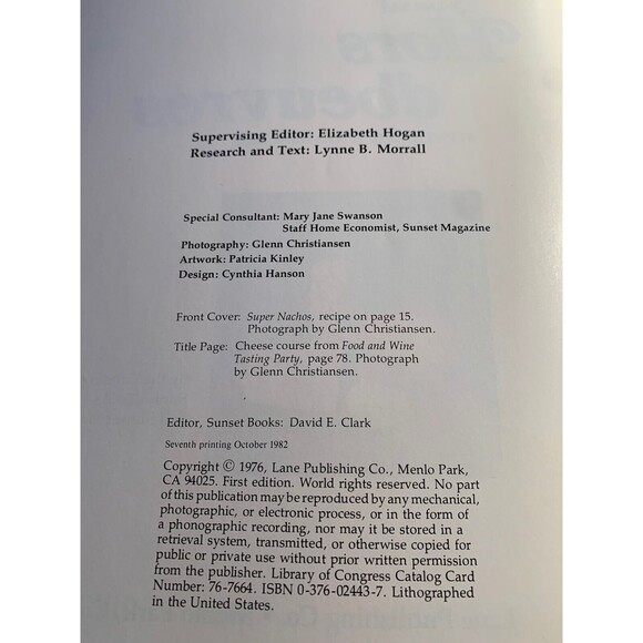 ‘82 SUNSET HORS D'OEUVRES Appetizers spreads & dips Softcover Cookbook 2nd Print - Picture 4 of 6